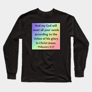 Bible Verse Philippians 4:19 Long Sleeve T-Shirt